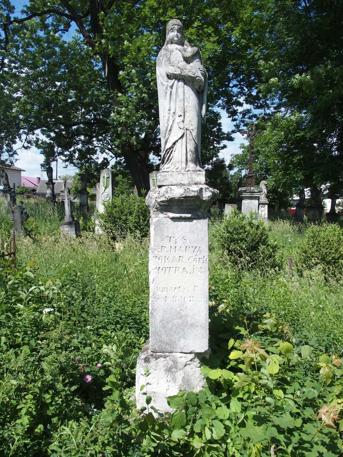 Tombstone of Maria ...okar, Zbarazh cemetery, as of 2018.