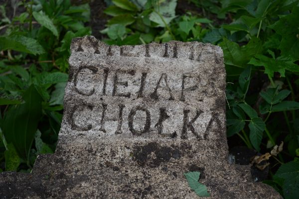 Fragment of the tombstone of Magdalena Pacholek, Zbarazh cemetery, state of 2018