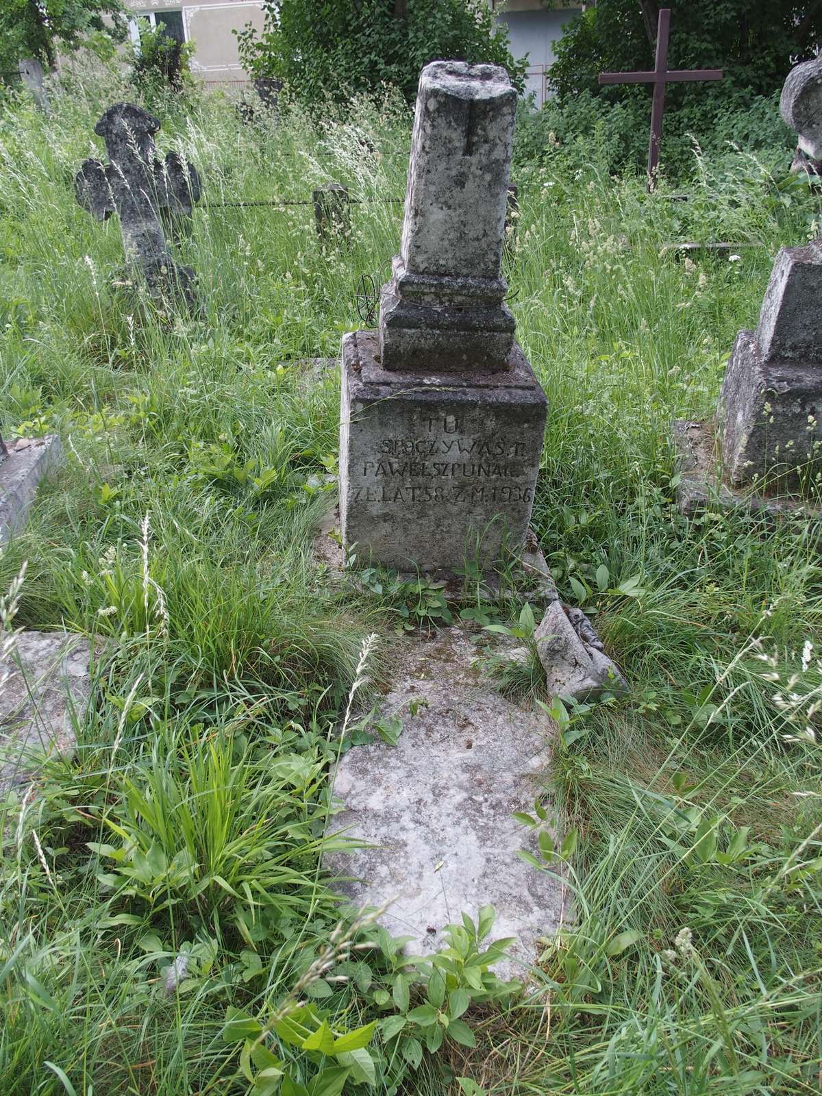 Nagrobek Pawła Szpunara, cmentarz w Zbarażu, stan z 2018 r.
