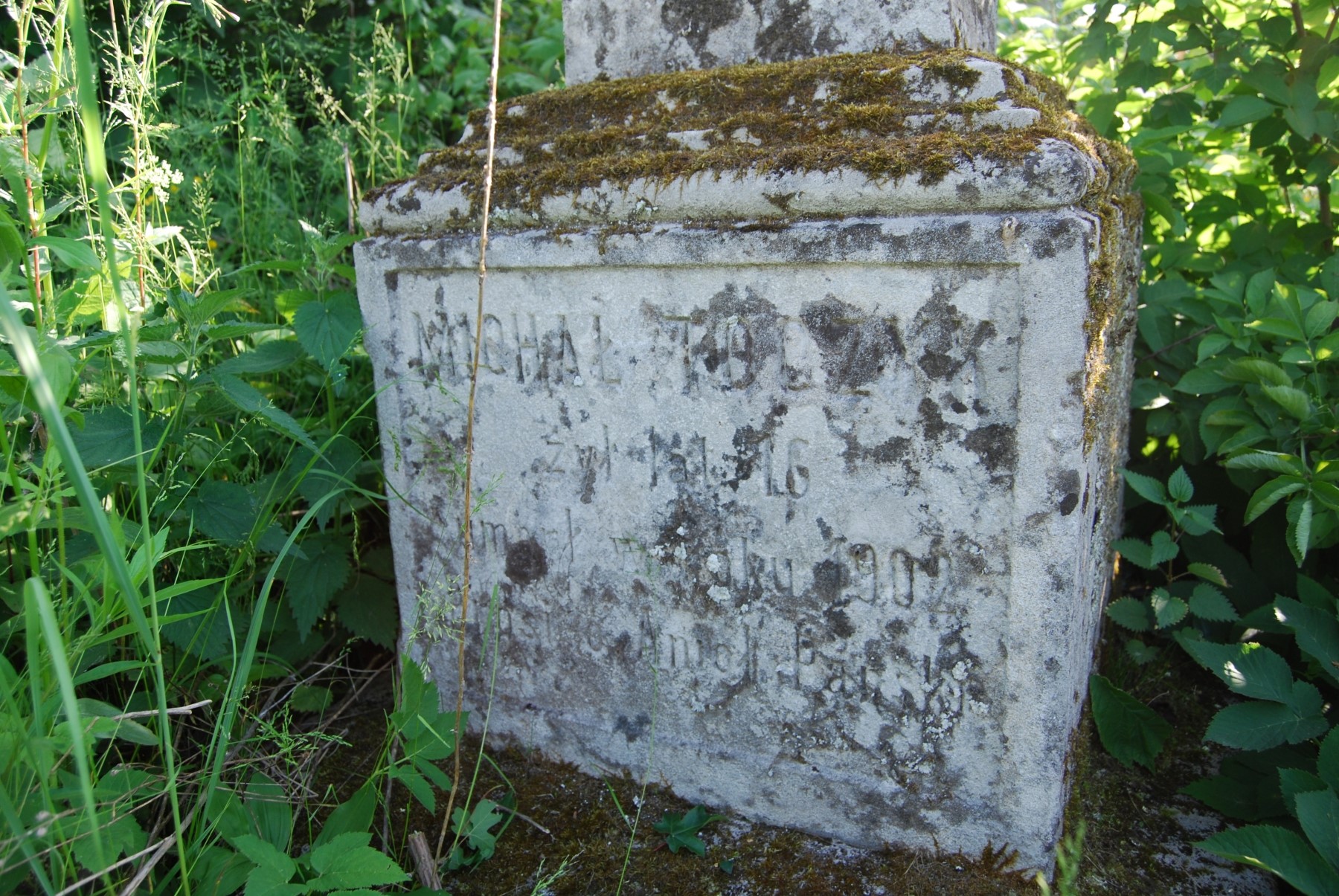 Fragment of the tombstone of Michal Toczyk, Zbarazh cemetery, as of 2018