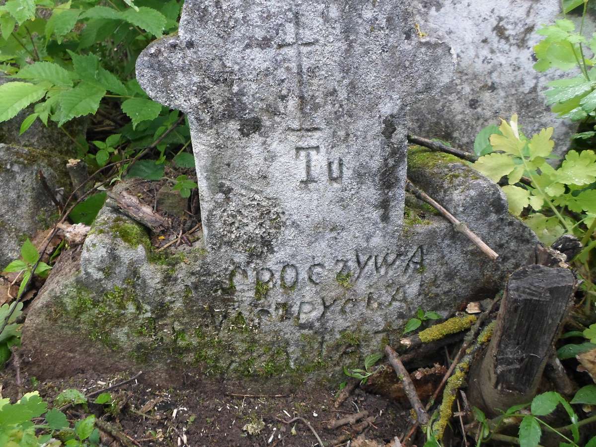 Inskrypcja nagrobka Łucji Szpyci, cmentarz w Zbarażu, stan z 2018