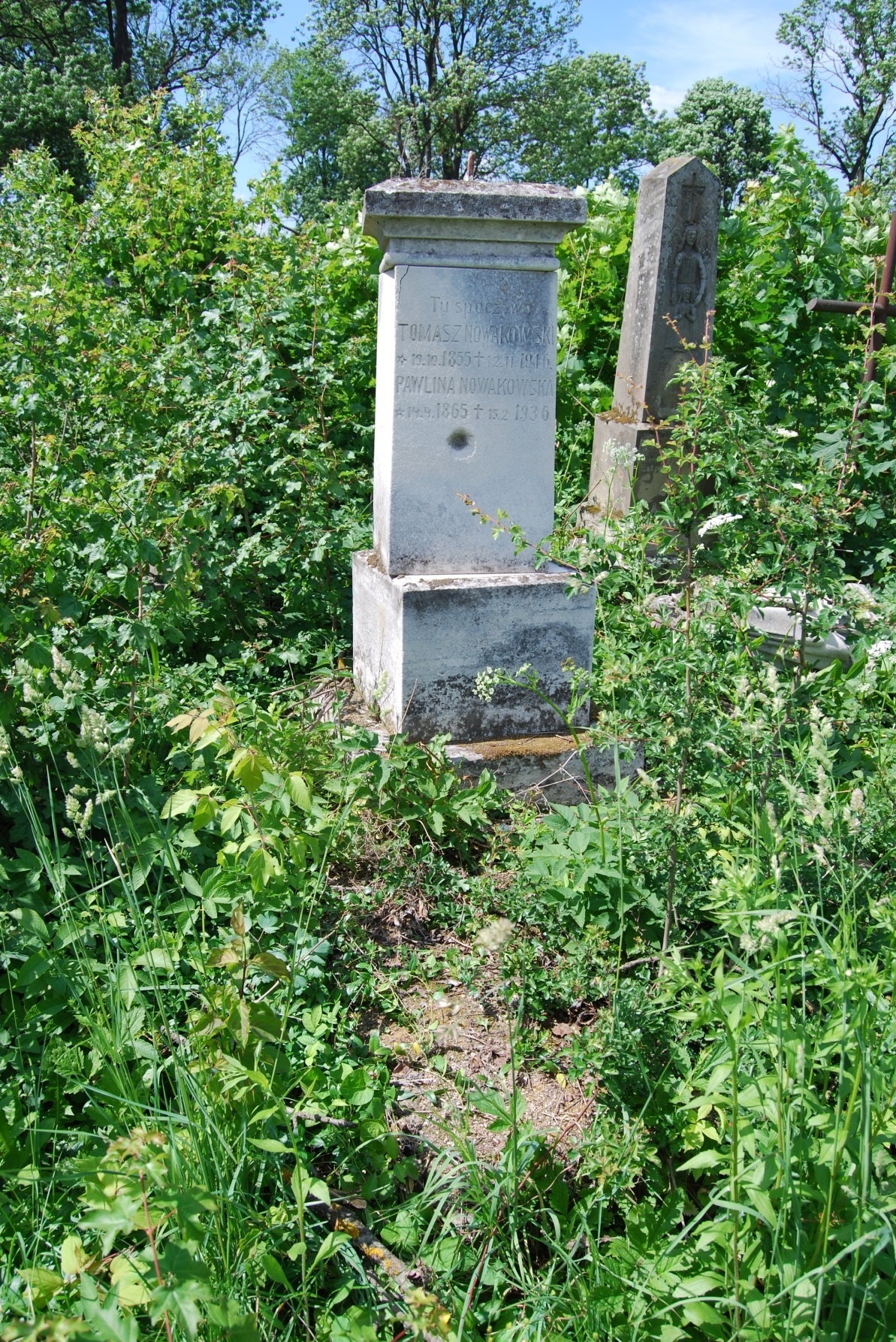 Tombstone of Paulina and Tomasz Nowakowski, Zbarazh cemetery, state of 2018