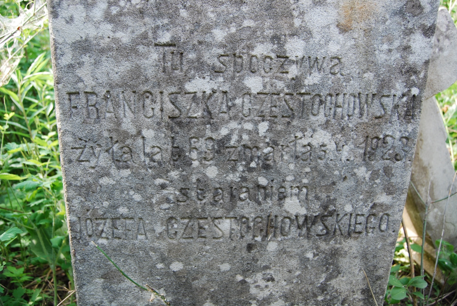 Tombstone of Franciszka Czestochowska, Zbarazh cemetery, state of 2018