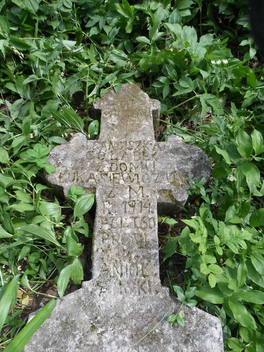 Inscription of the gravestone of Franciszka Golabek, Zbarazh cemetery, as of 2018