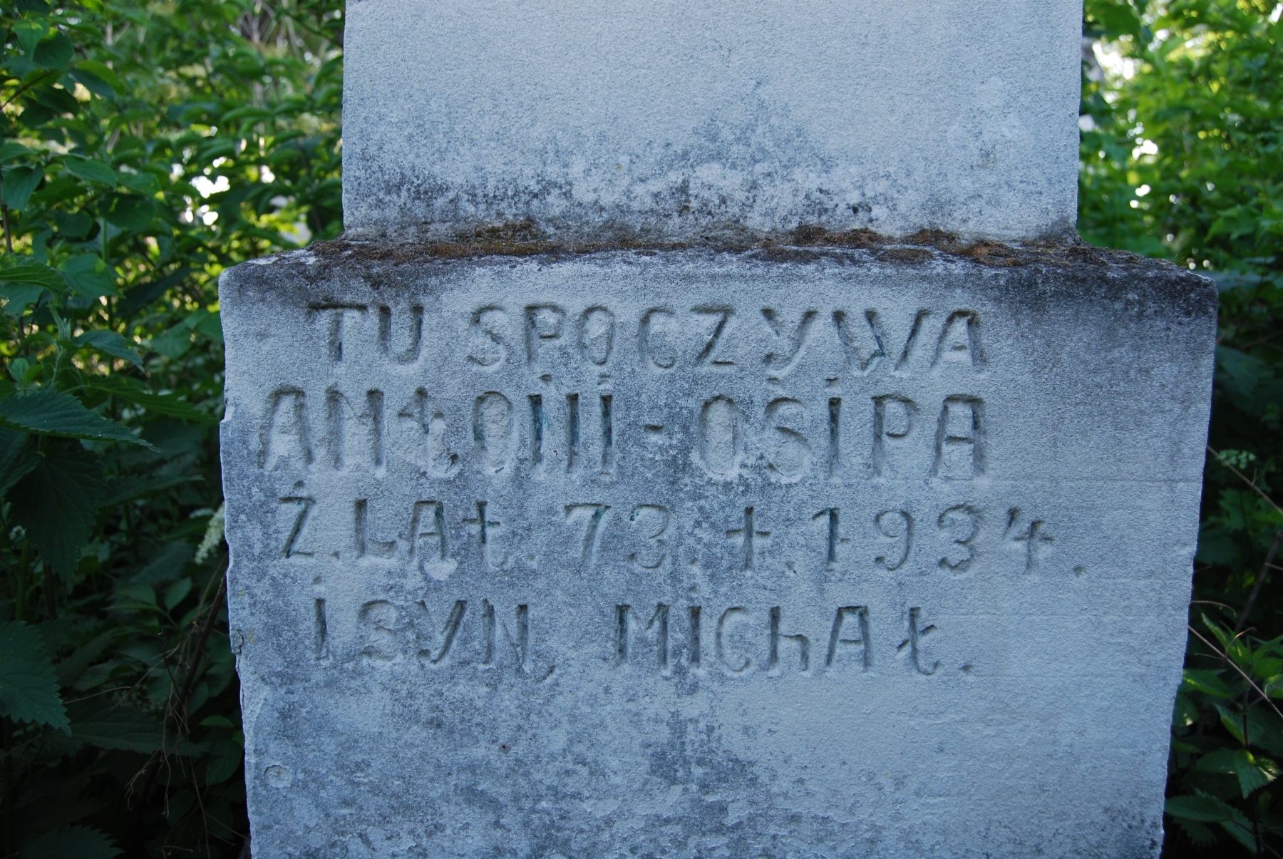 Fragment of the tombstone of Antoni Osipaż, Zbarazh cemetery, as of 2018