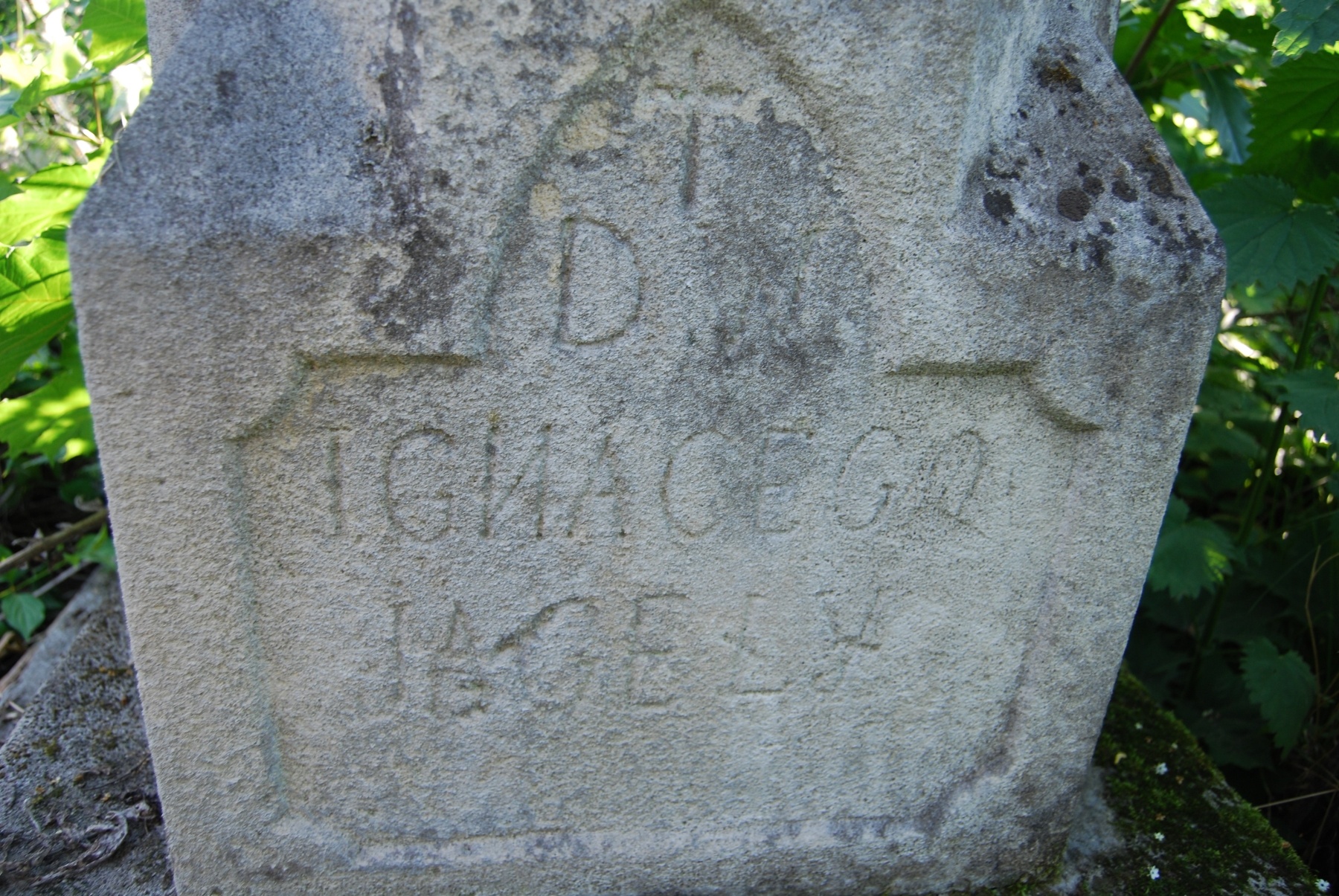 Fragment of the tombstone of Ignacy Jageła, Zbarazh cemetery, as of 2018