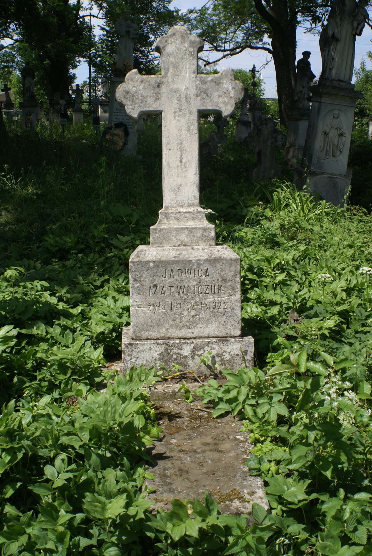 Tombstone of Jadwiga Matwijczuk, Zbarazh cemetery, as of 2018