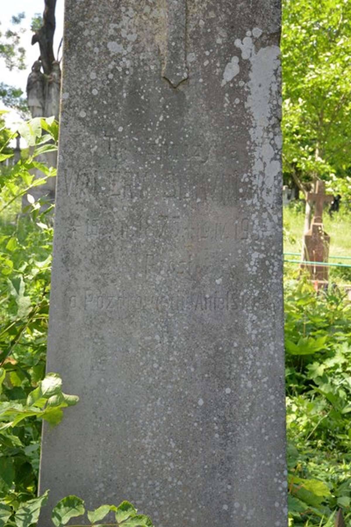 Fragment of the tombstone of Walery Sliwinski, Zbarazh cemetery, as of 2018