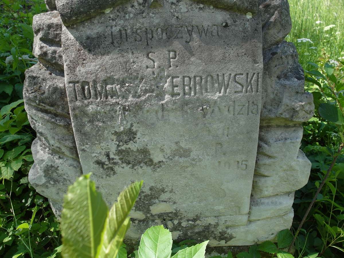 Nagrobek Tomasza Żebrowskiego, cmentarz w Zbarażu, stan z 2018 r.