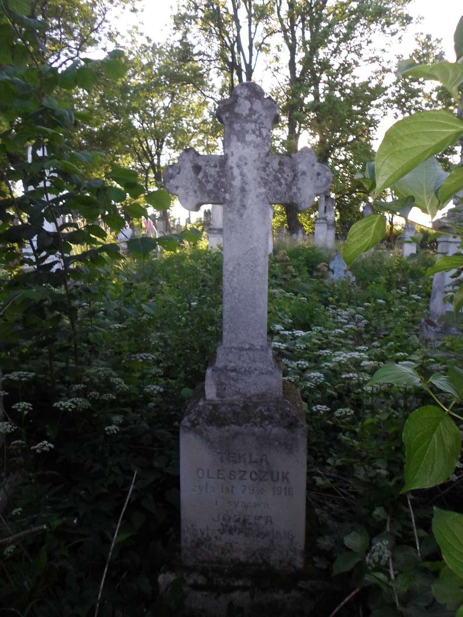 Tombstone of Tekla Oleszczuk, Józefa N.N., Zbarazh cemetery, state 2018