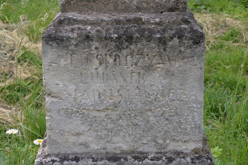 Fragment of the tombstone of Ludwik Ładusiewicz, Zbarazh cemetery, as of 2018