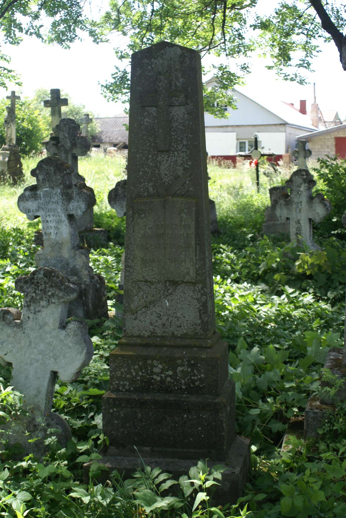 Tombstone of Jan Weglinski, Zbarazh cemetery, as of 2018