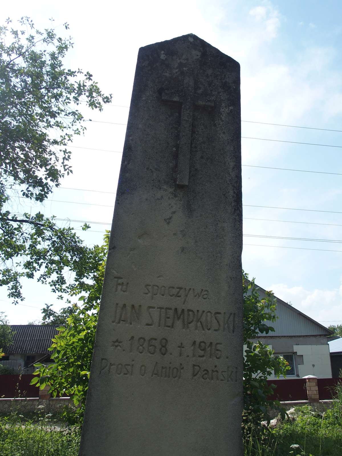 Tombstone of Jan Stempkoski, fragment with inscription, zbaraska cemetery, state before 2018
