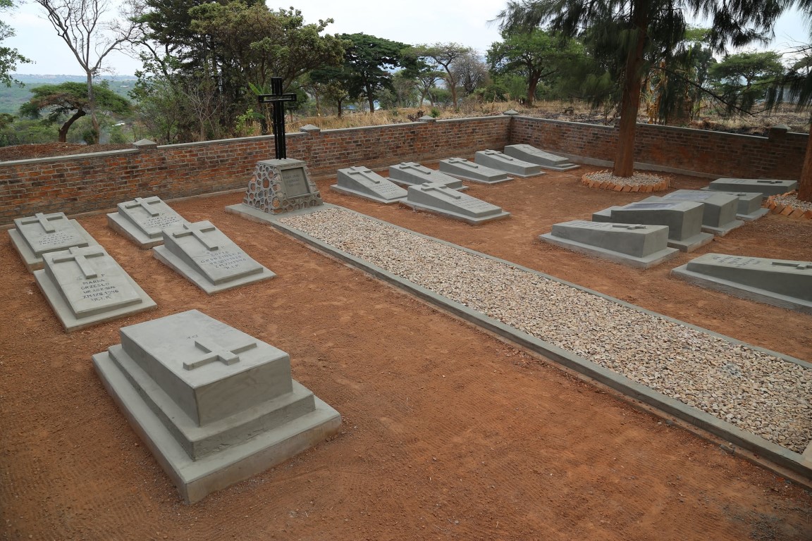 Graves of Polish refugees in the cemetery at the Lutheran church