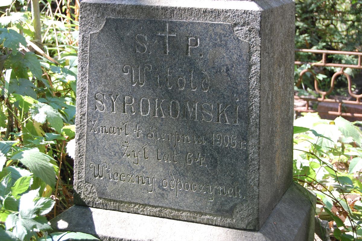 Inscription from the tombstone of Witold Syrokomski