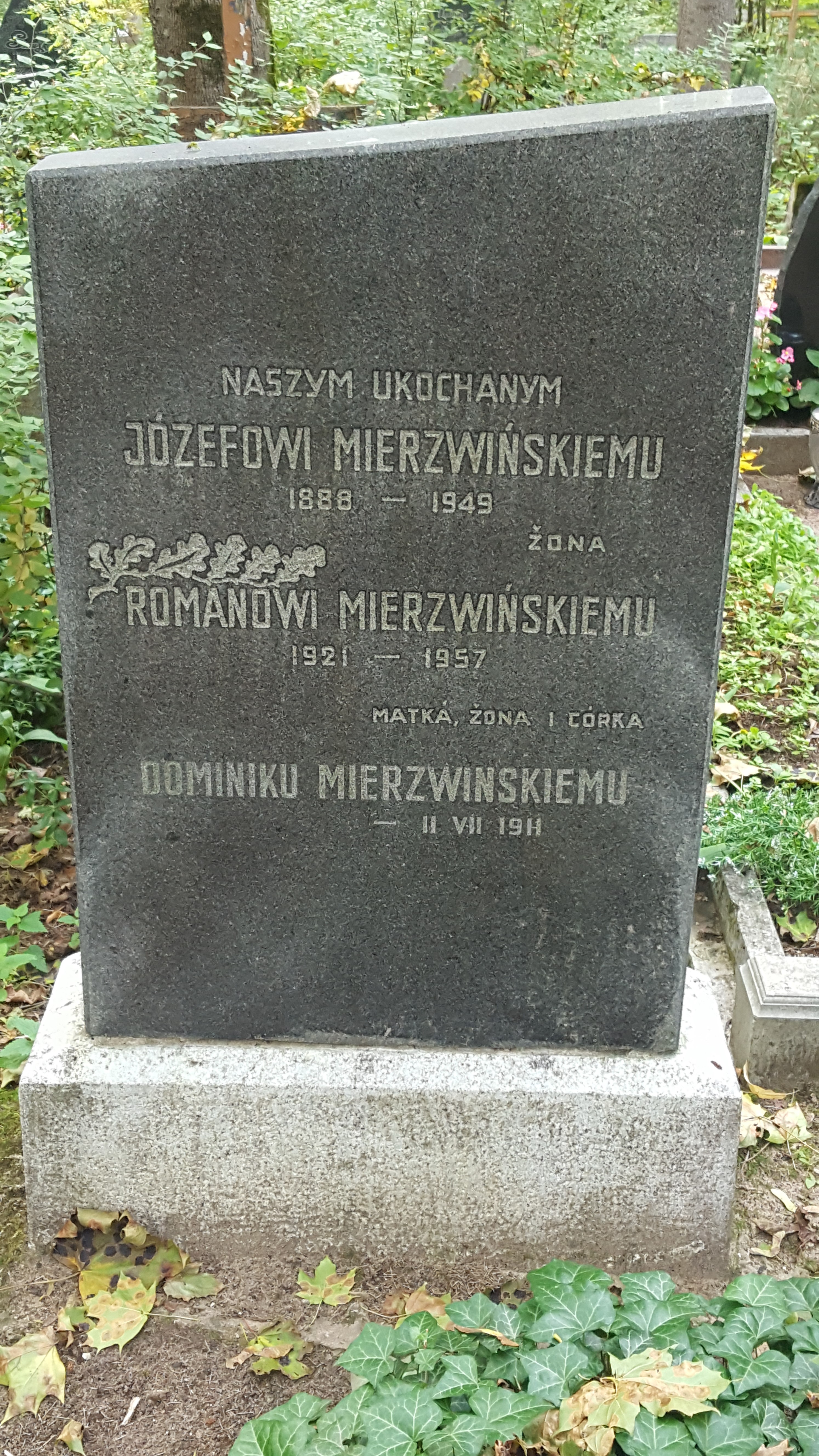 Tombstone of the Mierzwinski family, St. Michael's cemetery in Riga, as of 2021