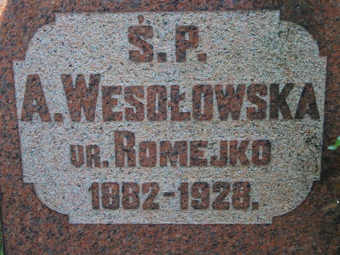 Tombstone of A. Wesołowska