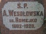 Fotografia przedstawiająca Tombstone of A. Wesołowska