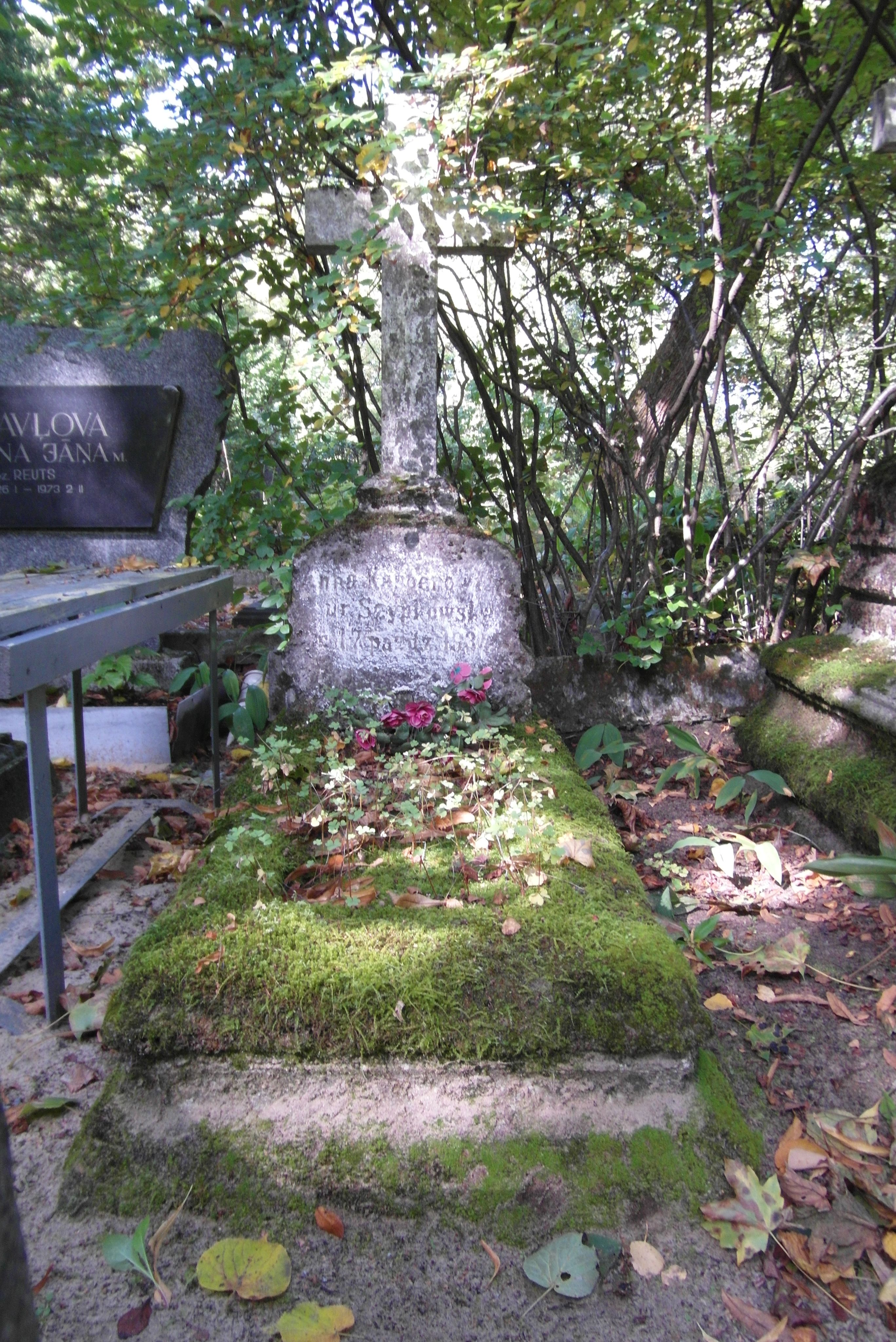 Tombstone of Anna Kasperovskaya, St Michael's cemetery in Riga, as of 2021.