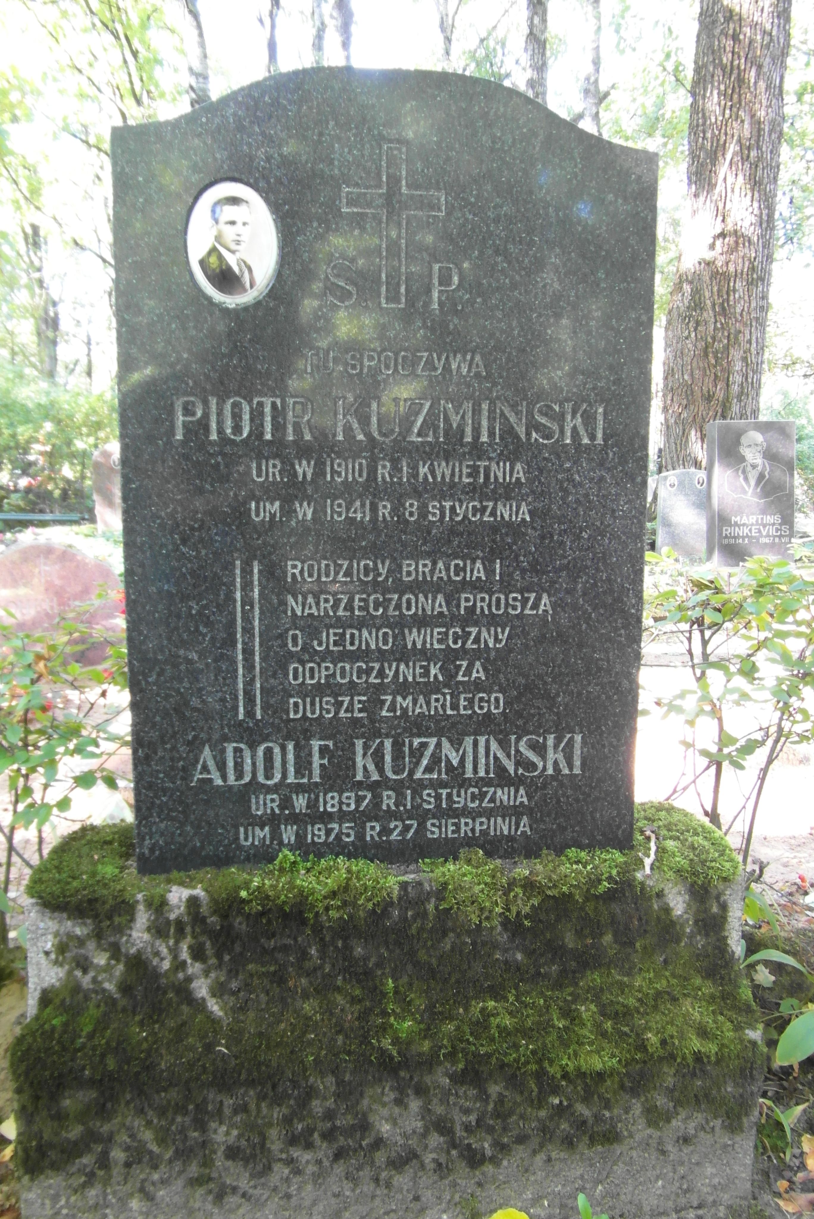 Nagrobek Adolfa Kuzminskiego, Piotra Kuzminskiego, cmentarz św. Michała w Rydze, stan z 2021 r.