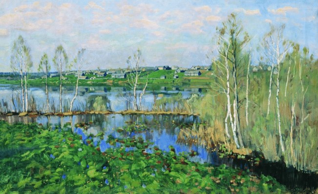 „Maj (Ruczaj)”, 1916, olej, płótno, 61,5 x 98 cm, sygn. p. d.: Żukowskij (cyrylica), Muzeum Sztuki im. I. Brodskiego w Berdiańsku, nr inw.Ż - 86, Berdiansk, Ukraina.