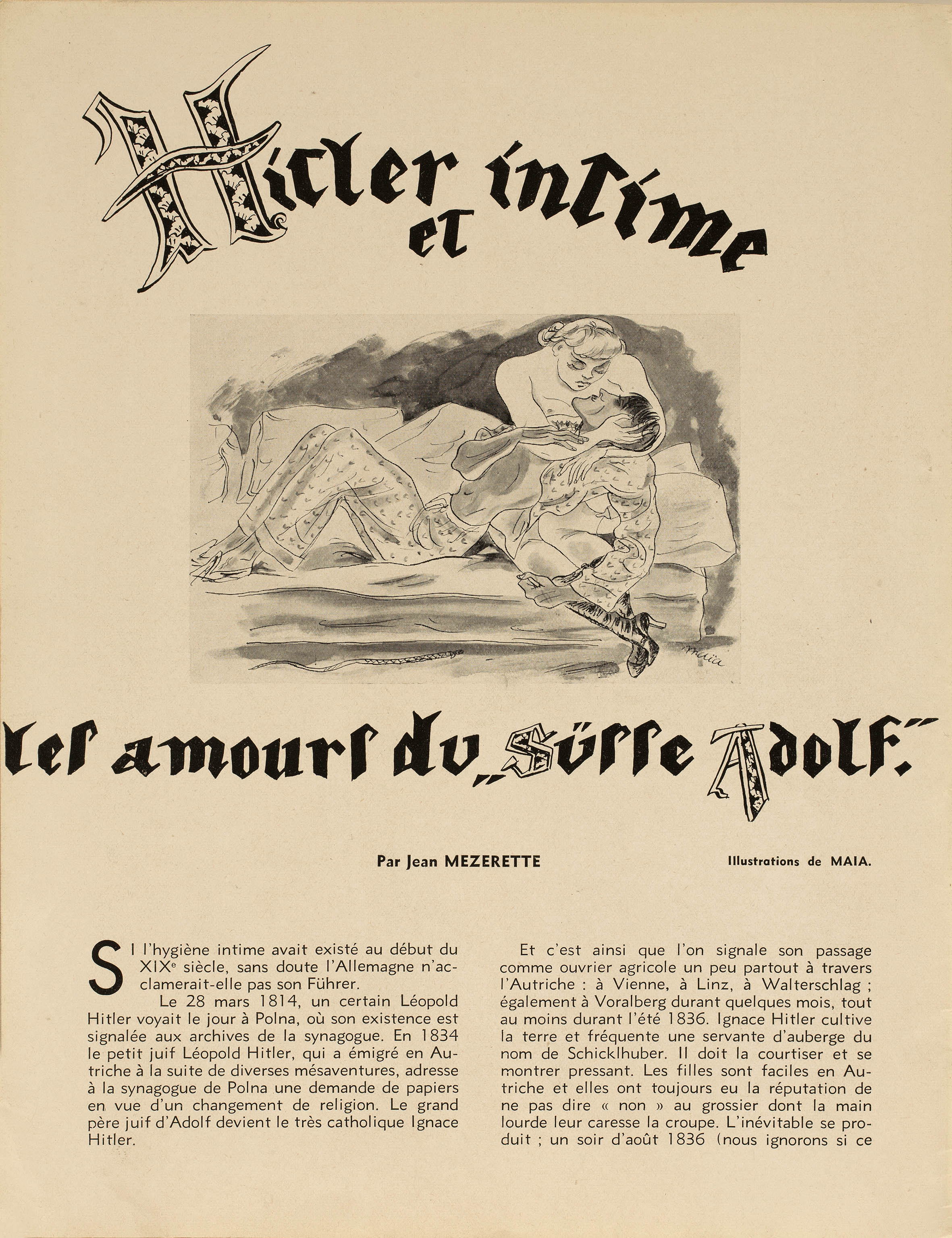 Maja Berezowska (ilustracje),  „Ici Paris" 1935, „Hitler intime et les amours du susse Adolf”, nr inw.: MMI 1989