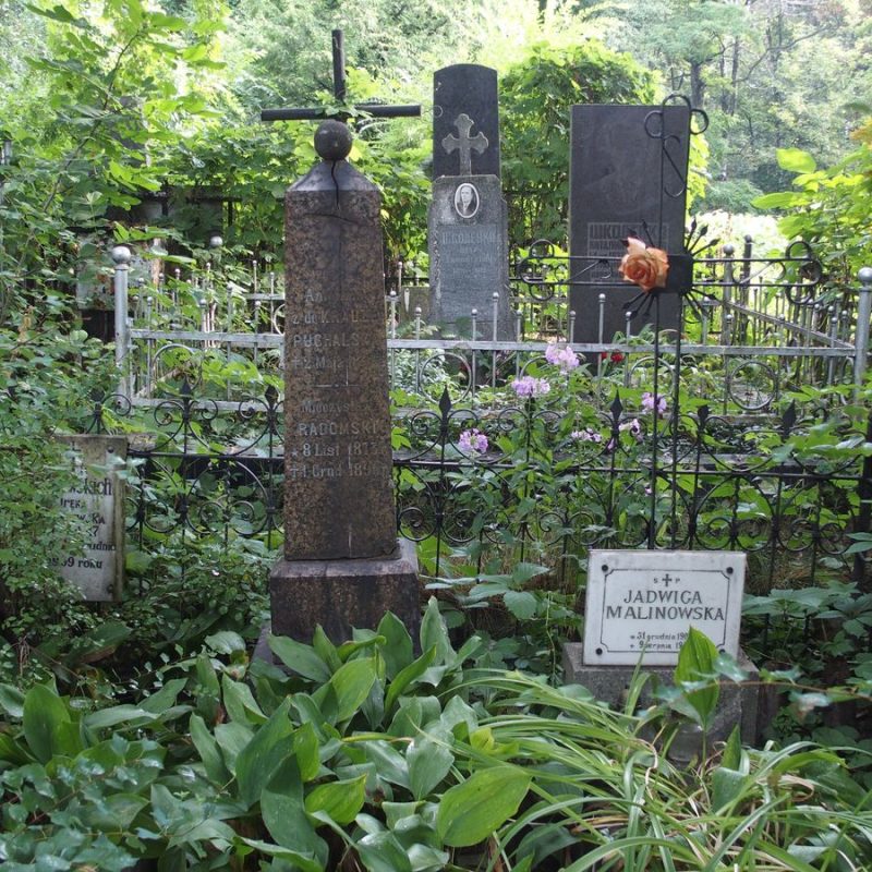 Tombstone of Jadwiga Malinowska, Irena Kotliarevska, Antonina de Krauze Puchalska, Mieczyslaw Radomski, Bajkova cemetery in Kiev, as of 2021