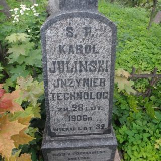 Tombstone of Karol Julinski, Na Rossie cemetery in Vilnius, as of 2013.