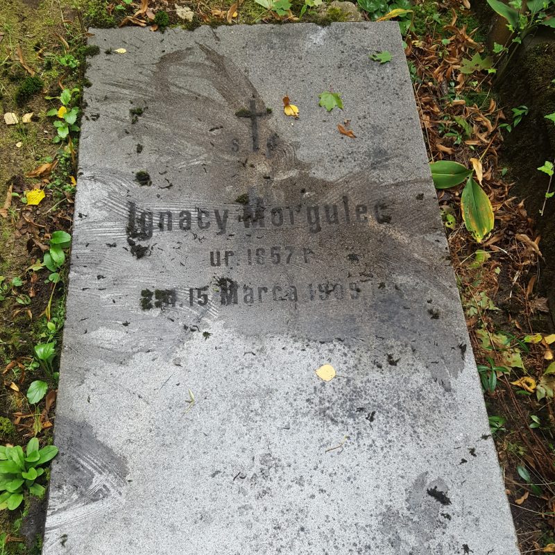 Tombstone of Ignatius Morgulc, St Michael's cemetery in Riga, as of 2021.