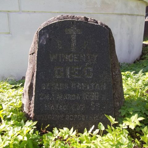 Tombstone of Wincenty Giec, Rossa cemetery in Vilnius, as of 2014