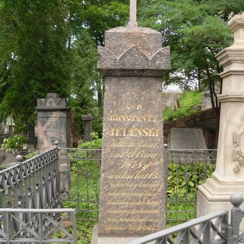 Tombstone of Konstanty Jeleński from the Ross Cemetery in Vilnius, as of 2013.