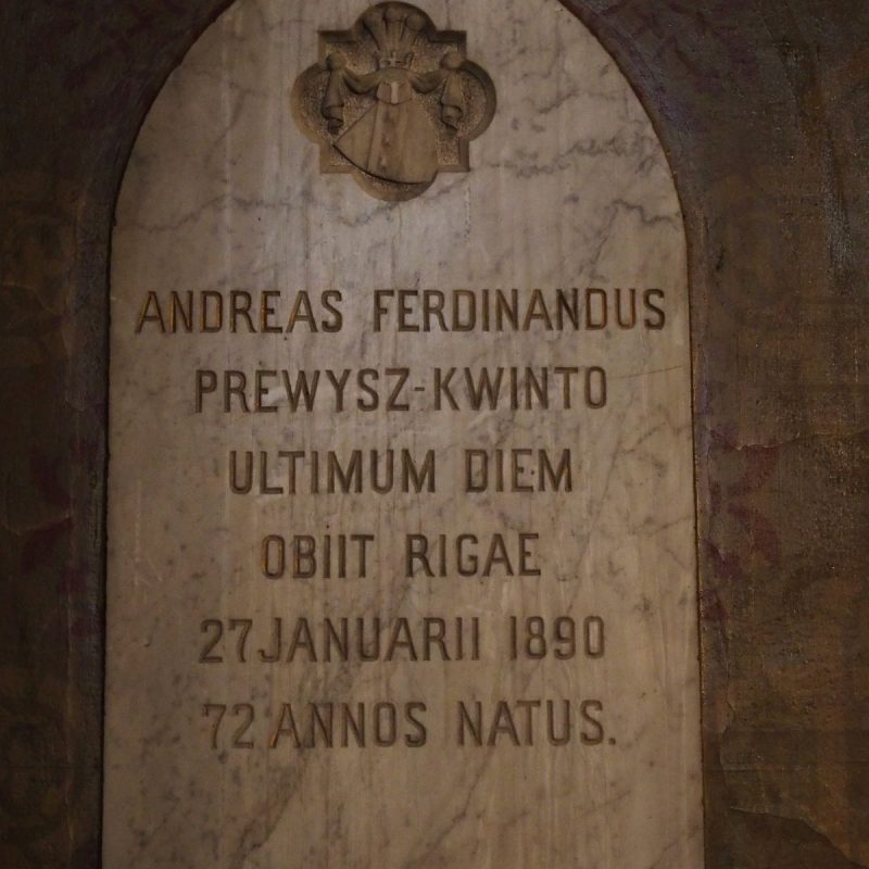 Epitaph of Andrew Ferdinand Prewysz-Kwinto in St Francis Church in Riga