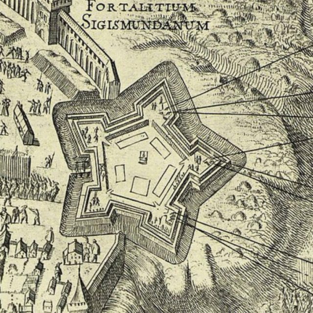 Смоленська цитадель за проектом Вільгельма Аппельмана, 1626–1632 рр., мідногравюра Хондіуса, 1636 р.