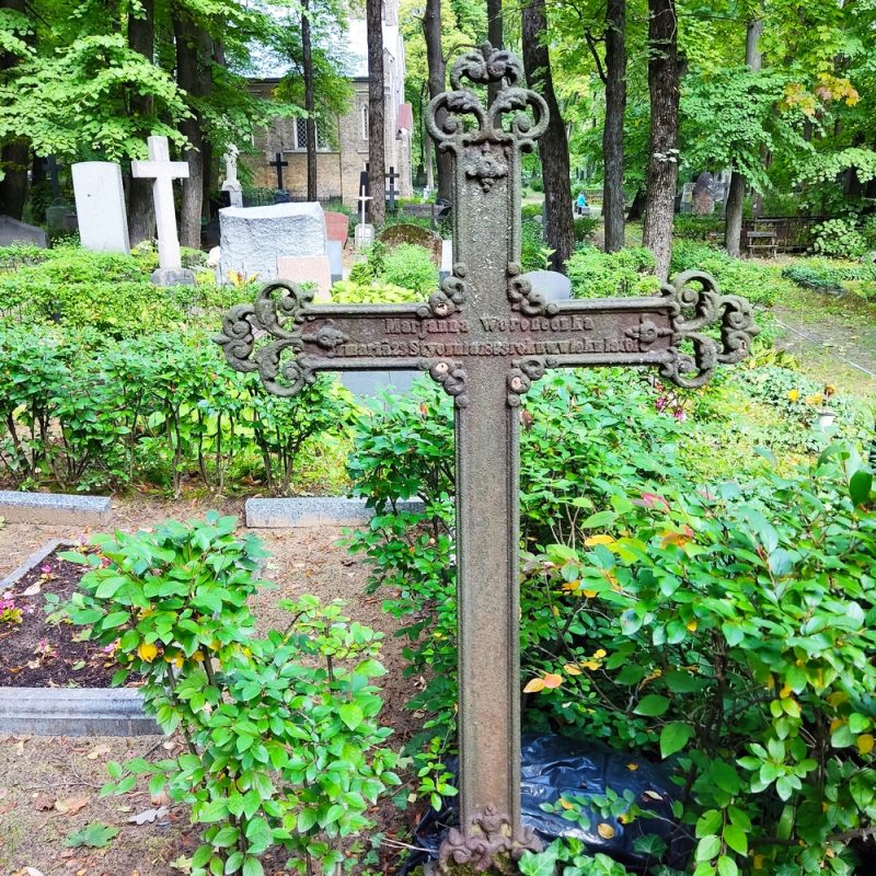 Tombstone of Marianna Voronecka, St Michael's cemetery in Riga, as of 2021.
