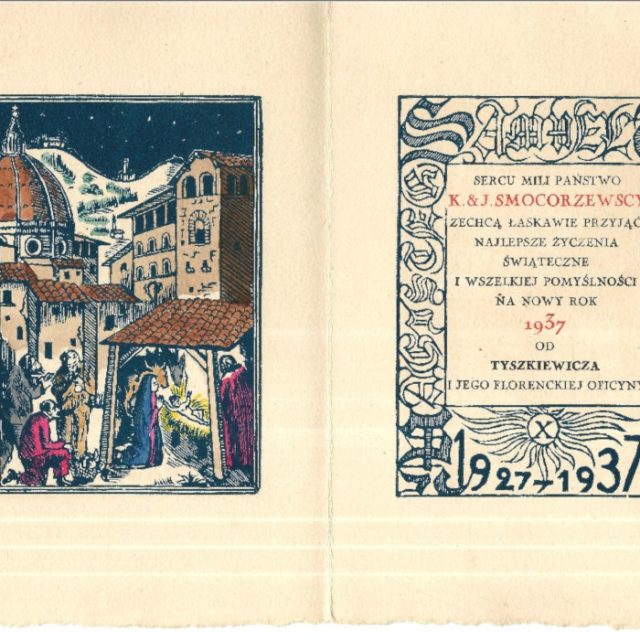 Kartka z życzeniami od Tyszkiewicza, 1937, ze zbiorów Pana W. Kochlewskiego