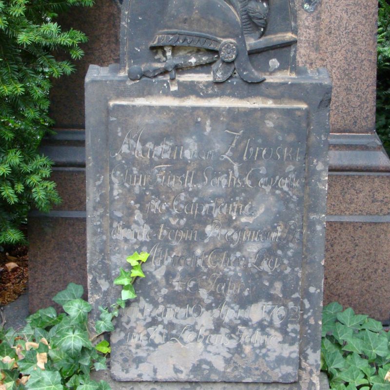 Tombstone of Marcin Zbroski in the old Catholic cemetery in Dresden