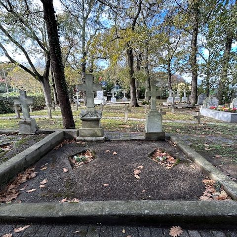 Tombstone of Joseph Dochody (left), Catholic cemetery in Adampol