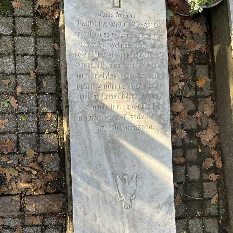 Gravestone of Teodor Wielkoszewski, Catholic cemetery in Adampol
