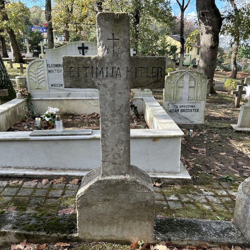 Tombstone of Eftimia Kitler, Catholic cemetery in Adampol