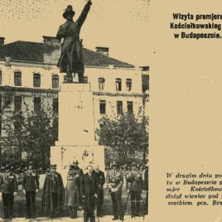 Photo at the monument to J. Bem from Prime Minister Kościałkowski's visit to Budapest