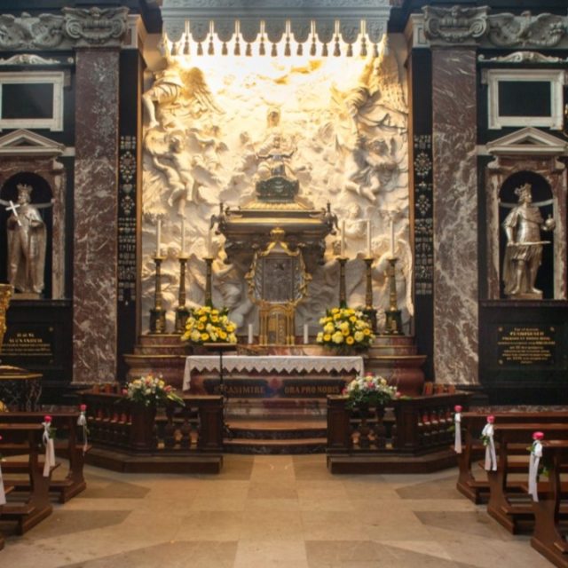 Kaplica św. Kazimierza w katedrze wileńskiej, 1623-1636, proj. Matteo Castelli, wyk. Constantino Tencalla, Michelangelo Palloni (freski) i Giovanni Pietro Perti (sztukateria), Wilno, Litwa.
