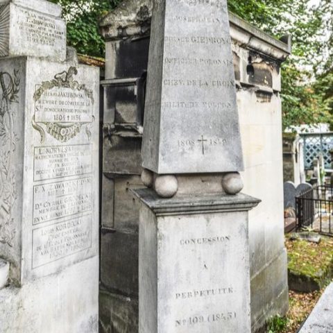 Mass grave with the remains of Prince Jozef Jan Giedroyc in the Montmartre cemetery in Paris