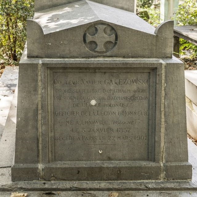 Tombstone monument to the Gałęzowski and Tamberlick families by Cyprian Godebski in Paris