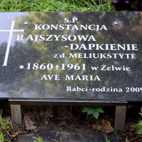 Надгробок Констанції Райшис-Дапкієнє на кладовищі На Росса у Вільнюсі, станом на 2013 рік.