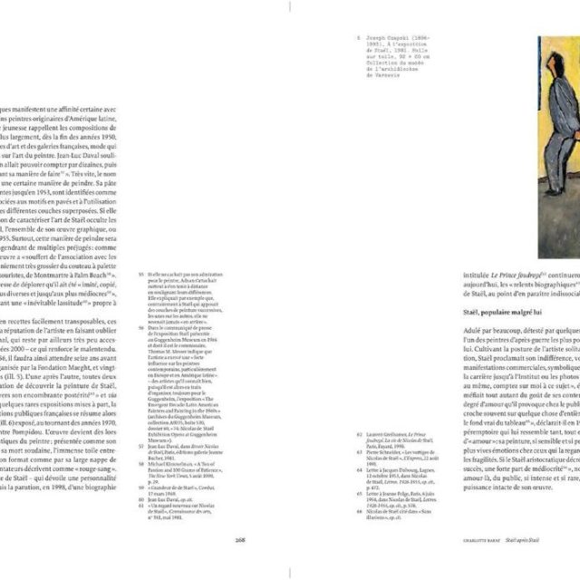 A double-page spread from the book featuring French text and a reproduction of a painting by Józef Czapski depicting two figures in a gallery in front of framed paintings.